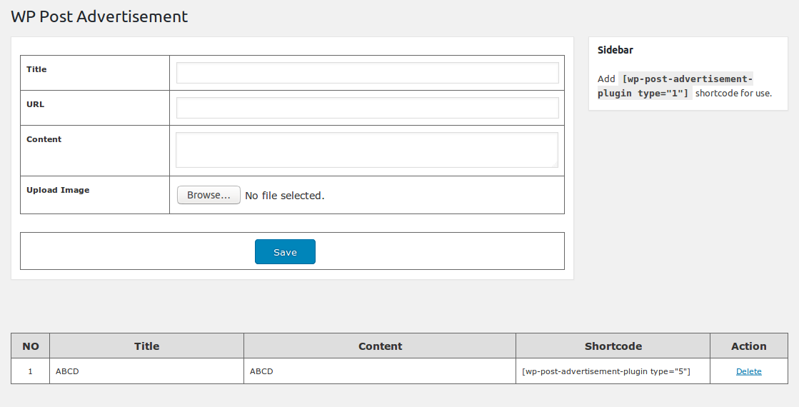 Admin back end to wp post advertisement screenshot.
