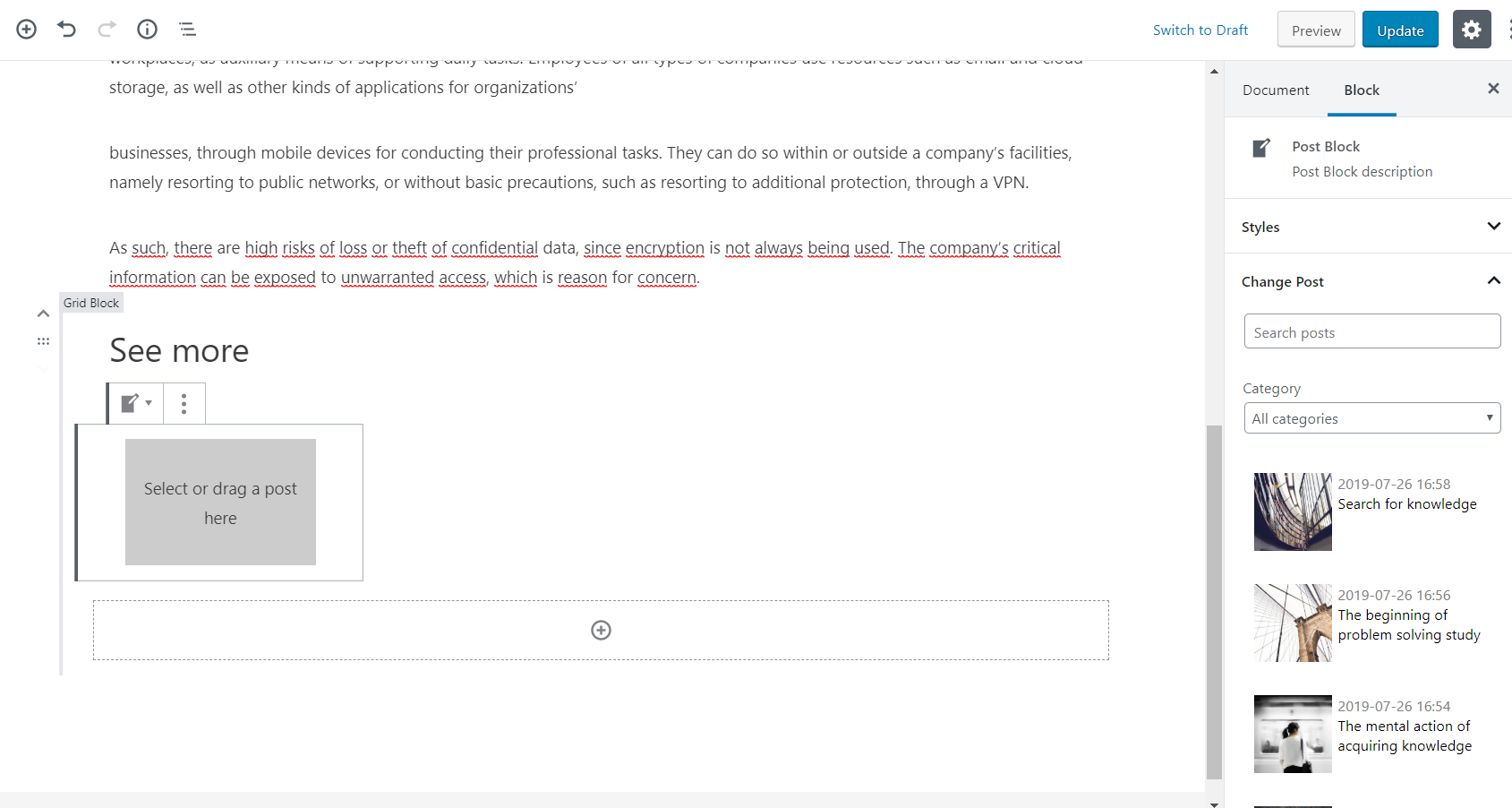 Inserir um post card numa página do tema YY (com alteração de configurações)