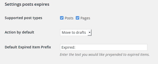 Default settings