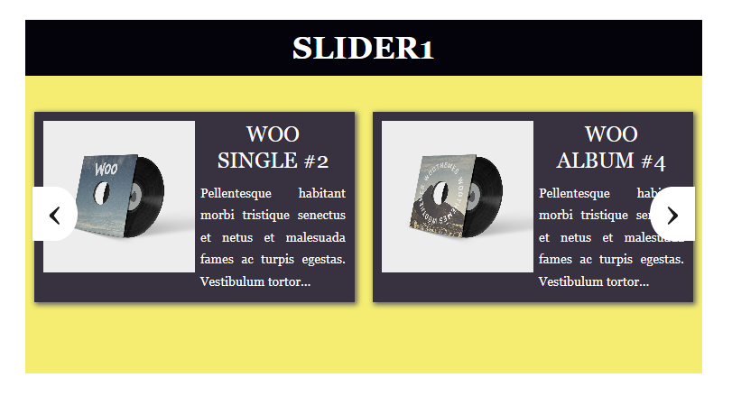 Slider settings