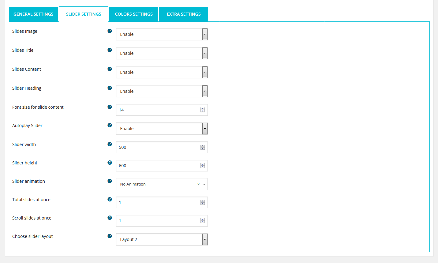 Colors settings