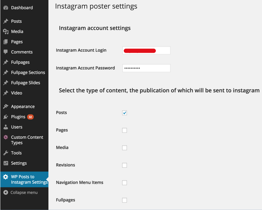 Plugin settings page