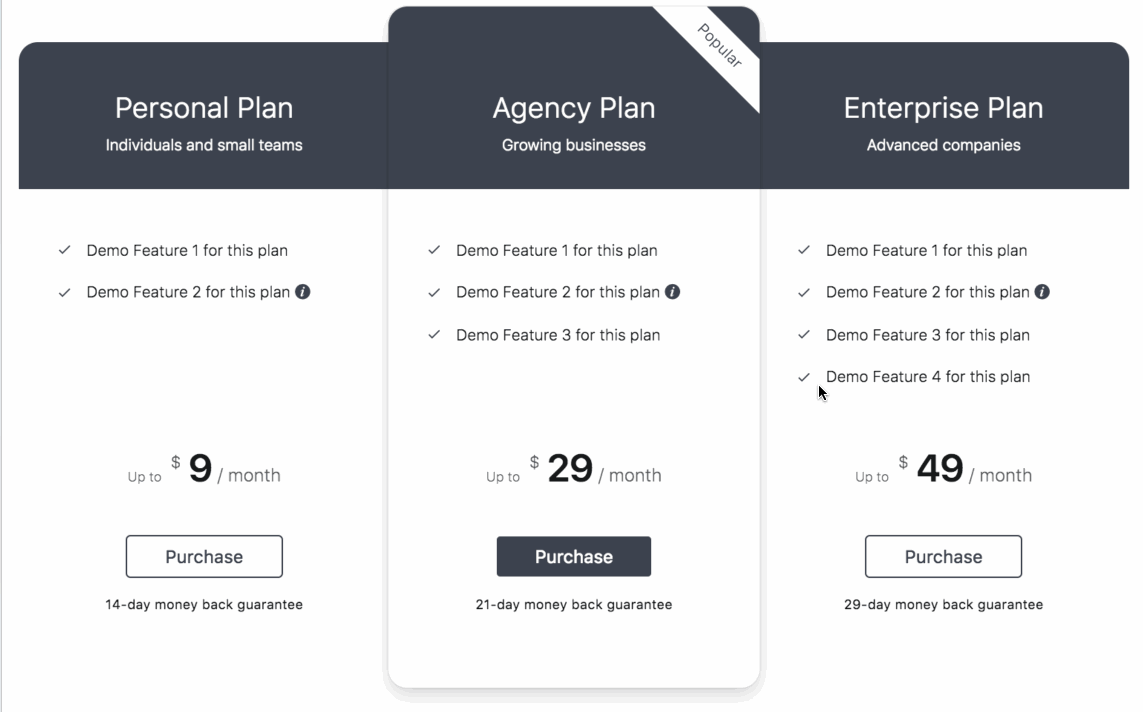 Different Types Of Tables with this plugin