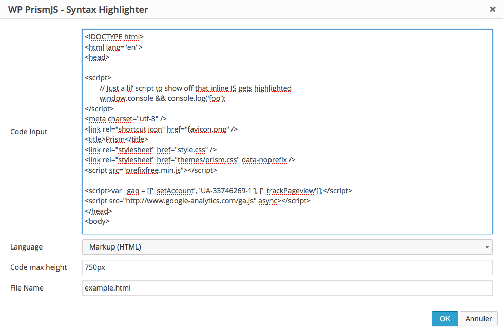 Entering the code and settings.