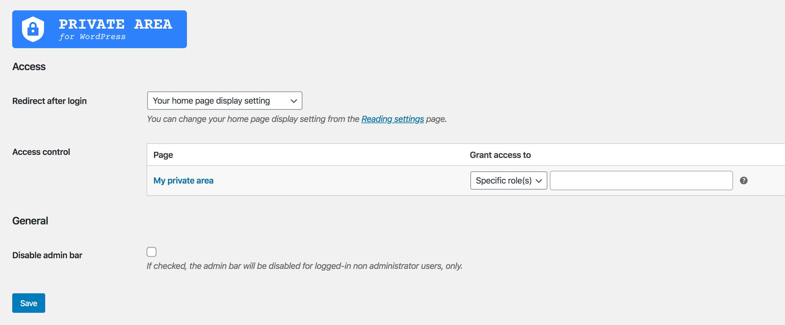 The plugin Settings page.
