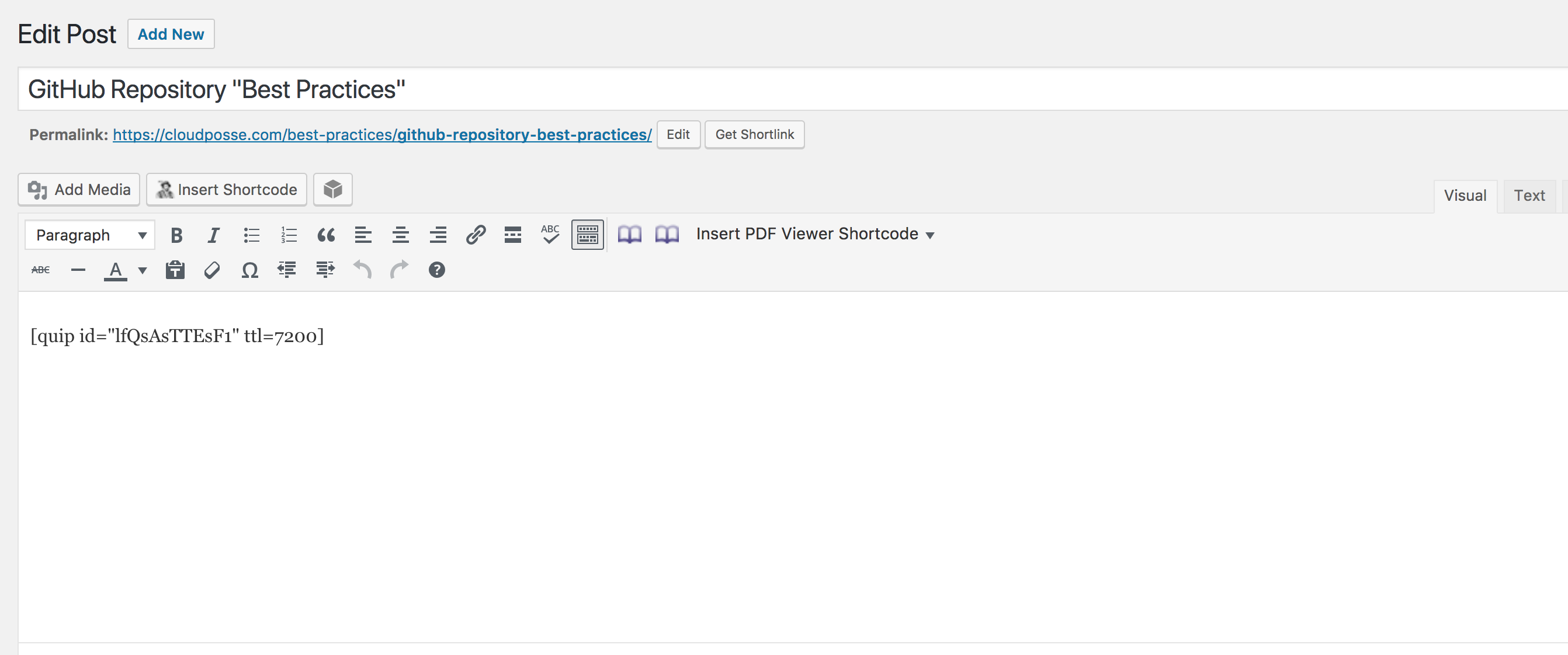 WP Quip plugin Settings page