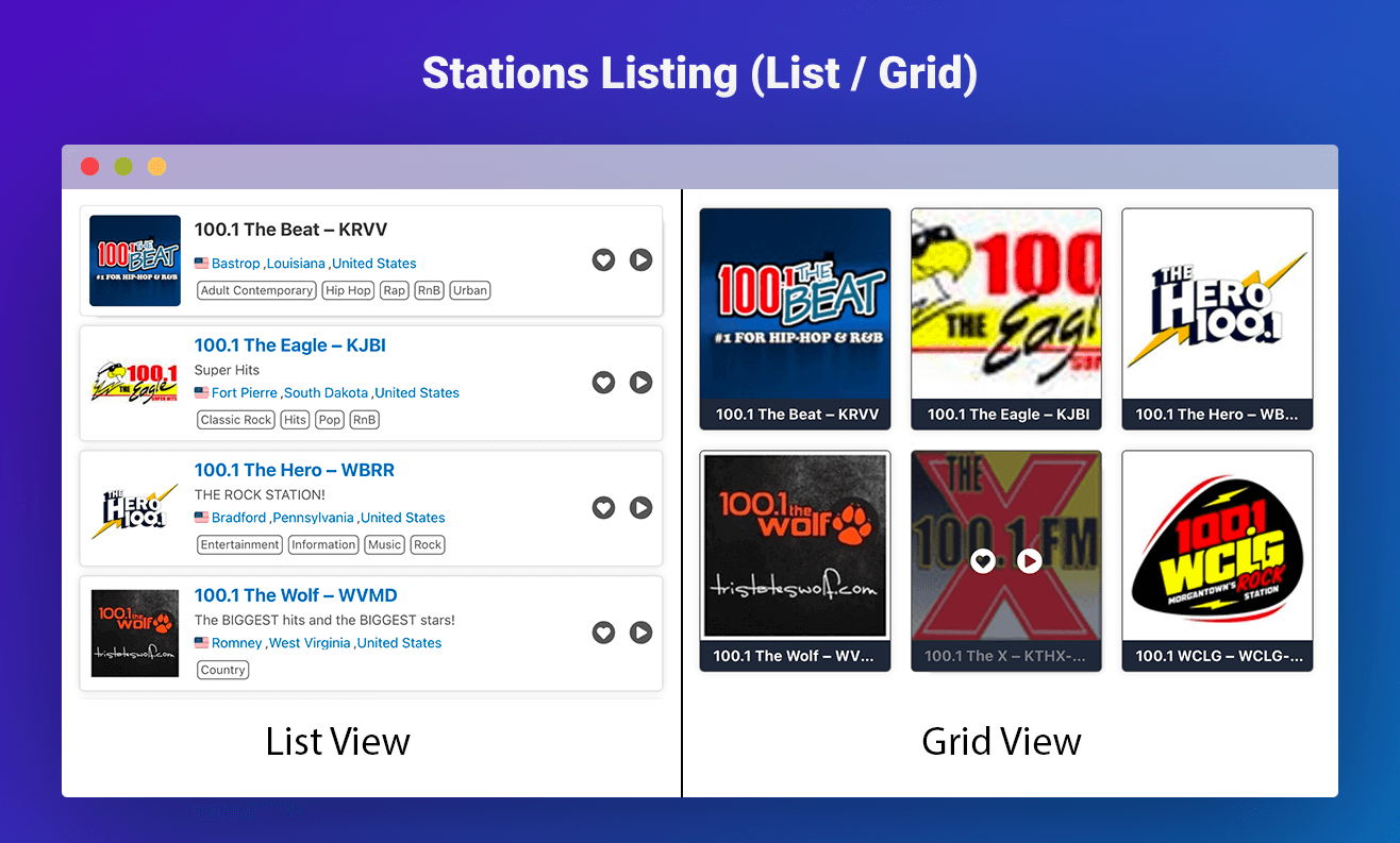 Radio Stations Listing