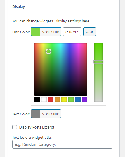Widget Settings
