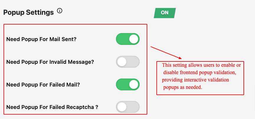 Popup Validation Message Settings