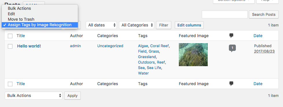 Select the post you want to assign tags and perform bulk editing.