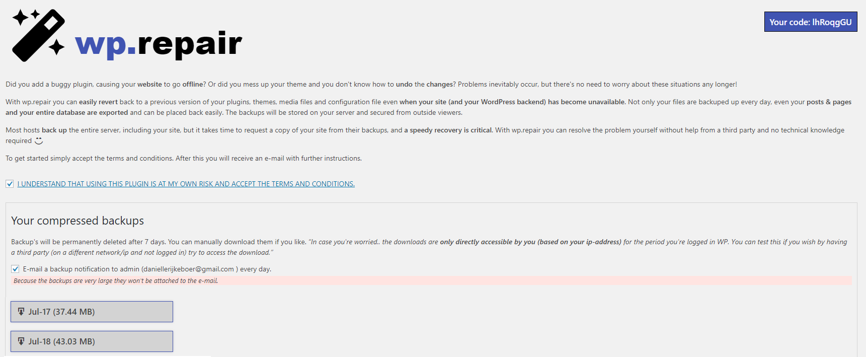 Plugin page