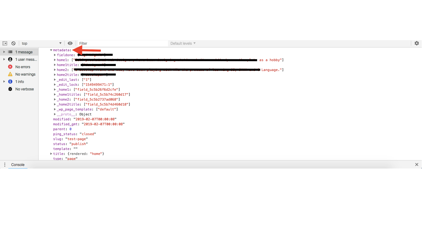 fields are displayed in the JSON response as metadata.
