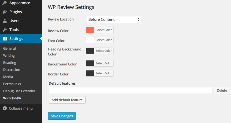Options Panel
