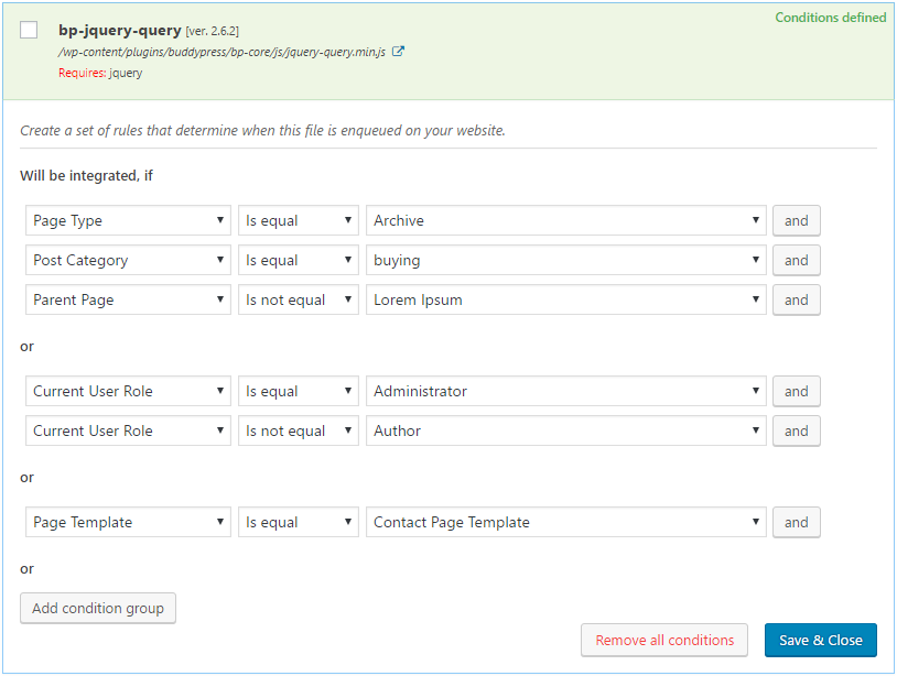 Set Conditions for any file.