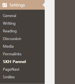 If you install and activate this plugin,you will find a new menu item 'SKH Pannel' in your Wordpress admin tab 'Setting'.