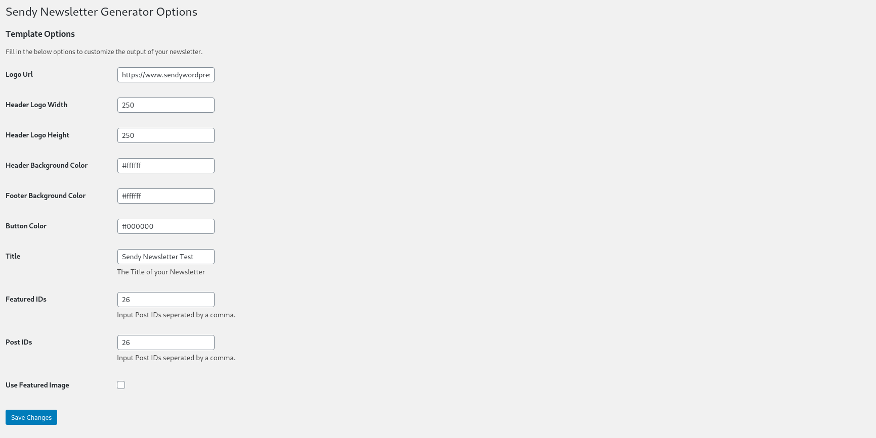 An example of the plugins setting page.