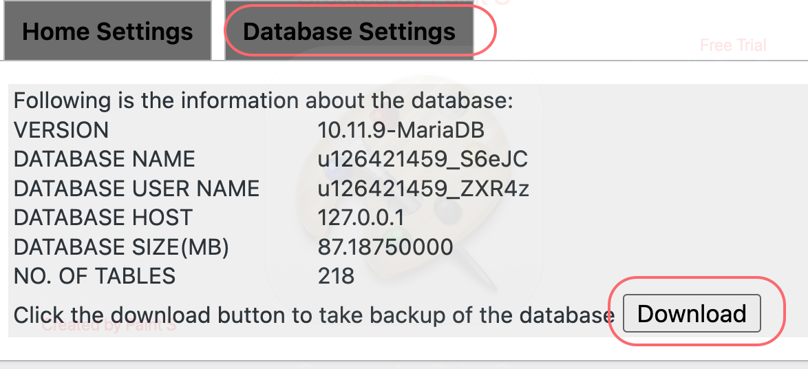 Generate database backup script