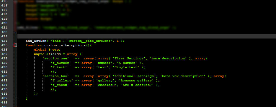 Define your custom fields in your file function's.