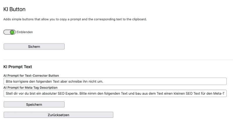 AI clipboard button in action