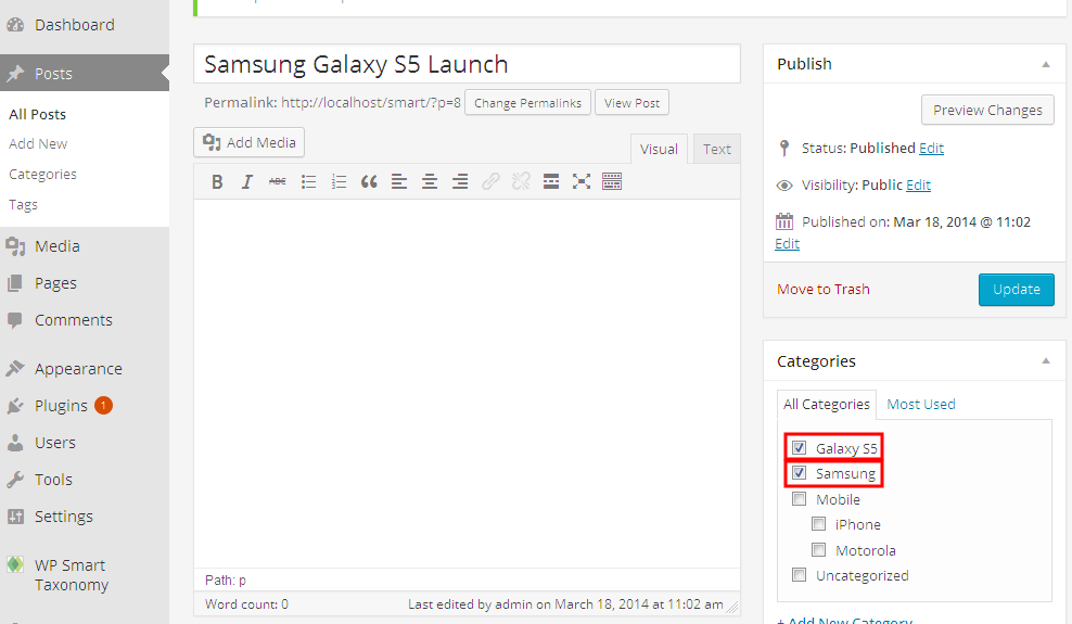 Your posts gets automatically assigned to the categories.