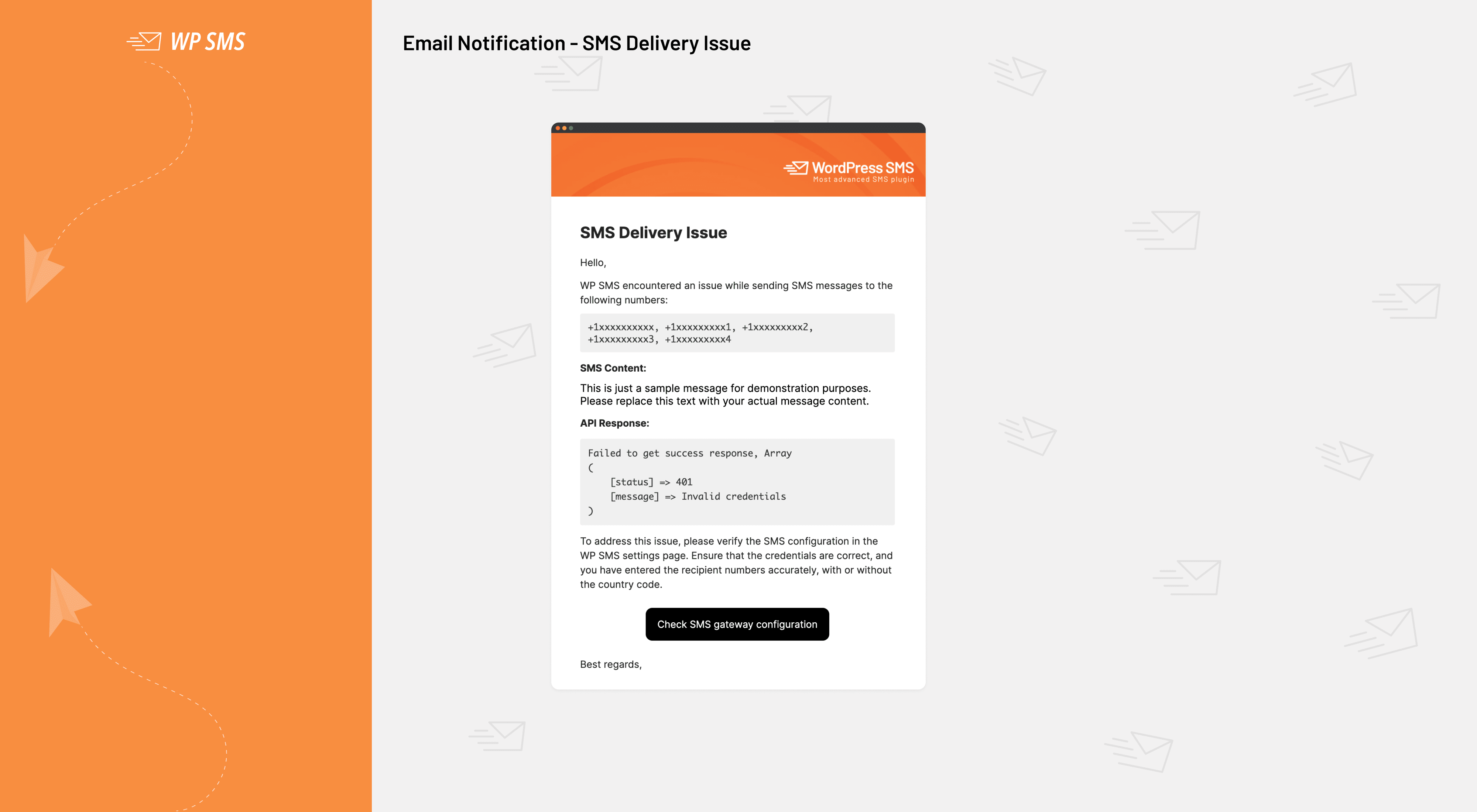 Send SMS Page: Receiver