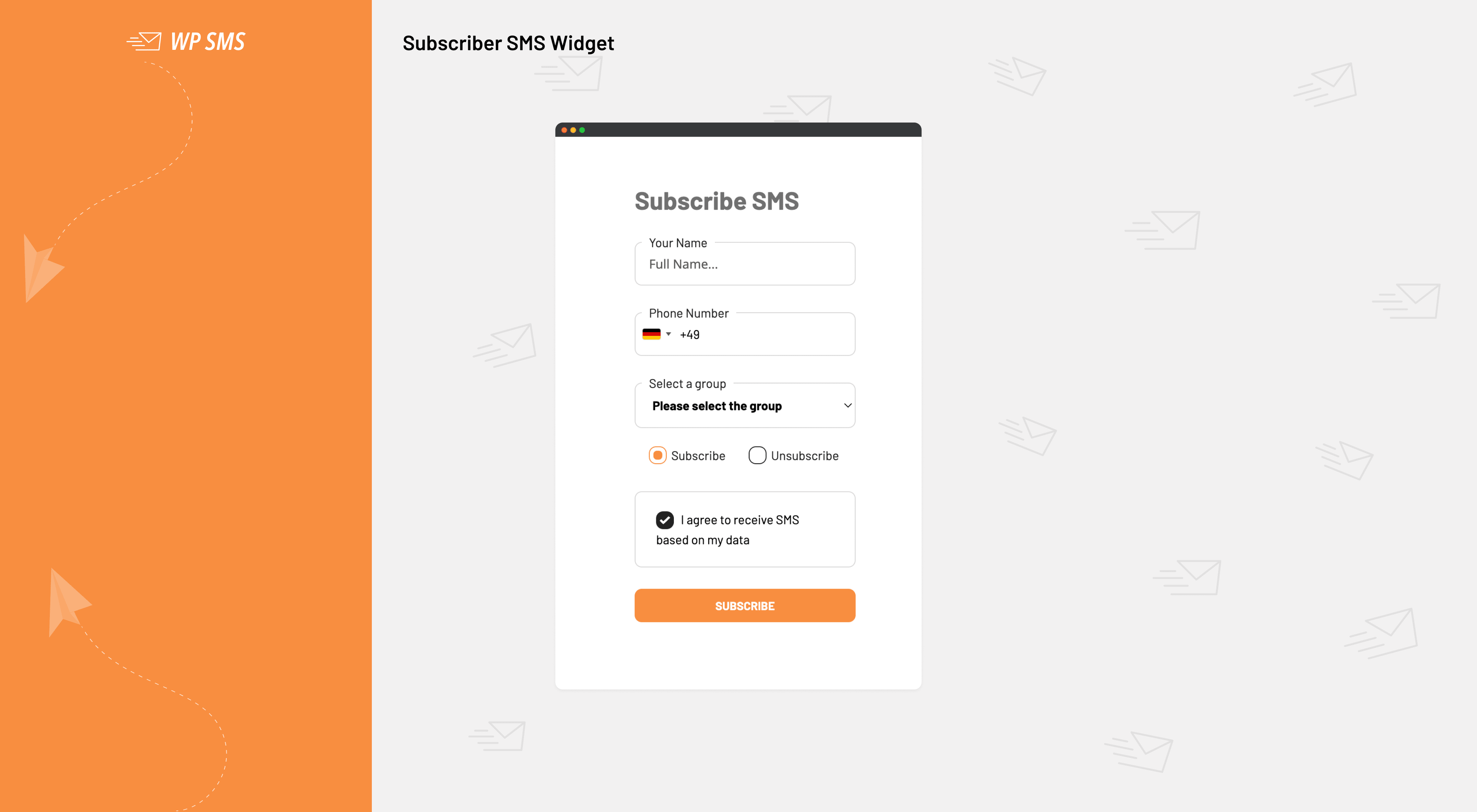 Send SMS form (Gutenberg block)