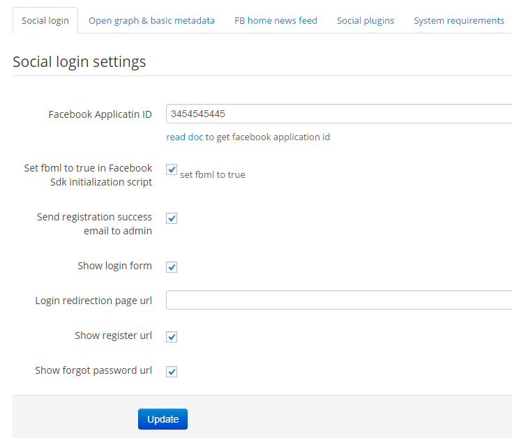 Login by FB settings