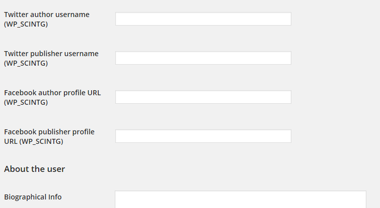 author meta data inputs per user