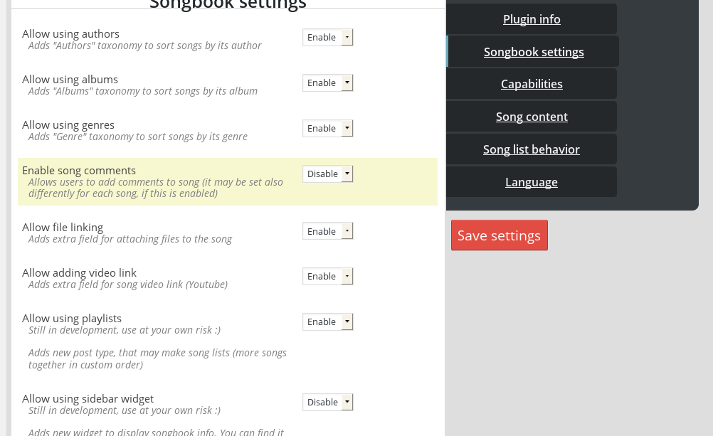 The same to manage authors or post categories