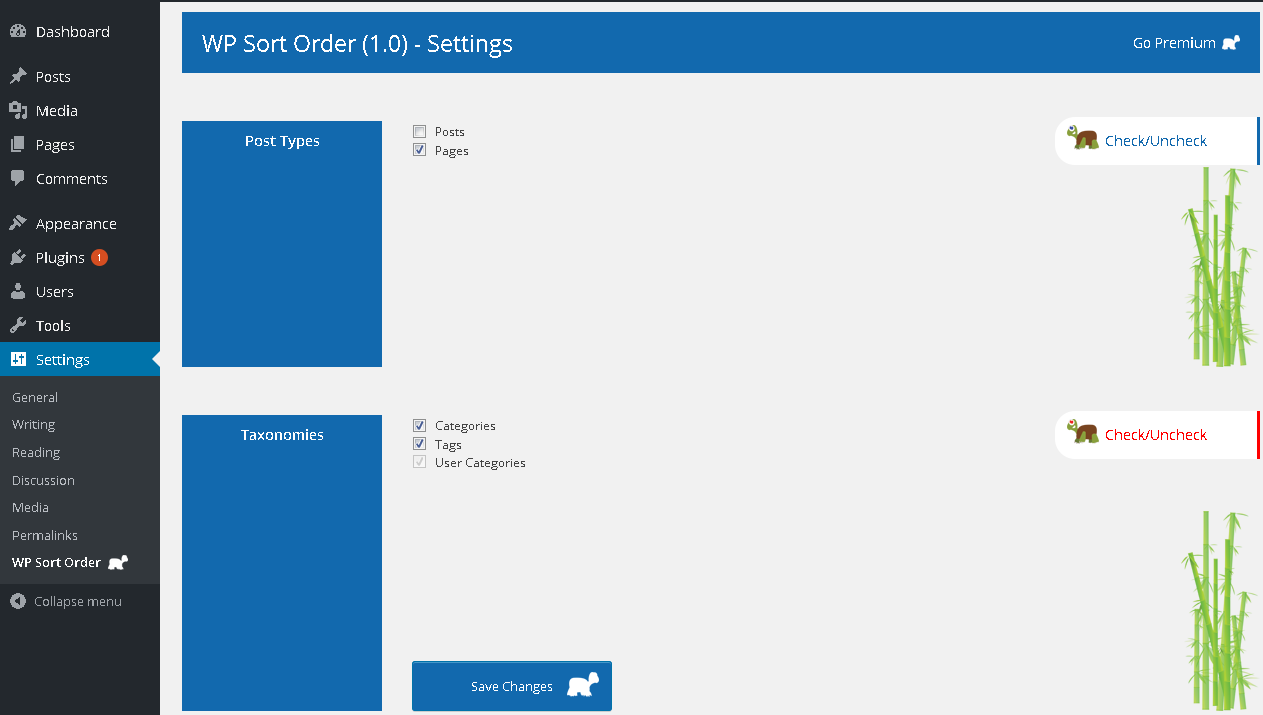 Settings Page
