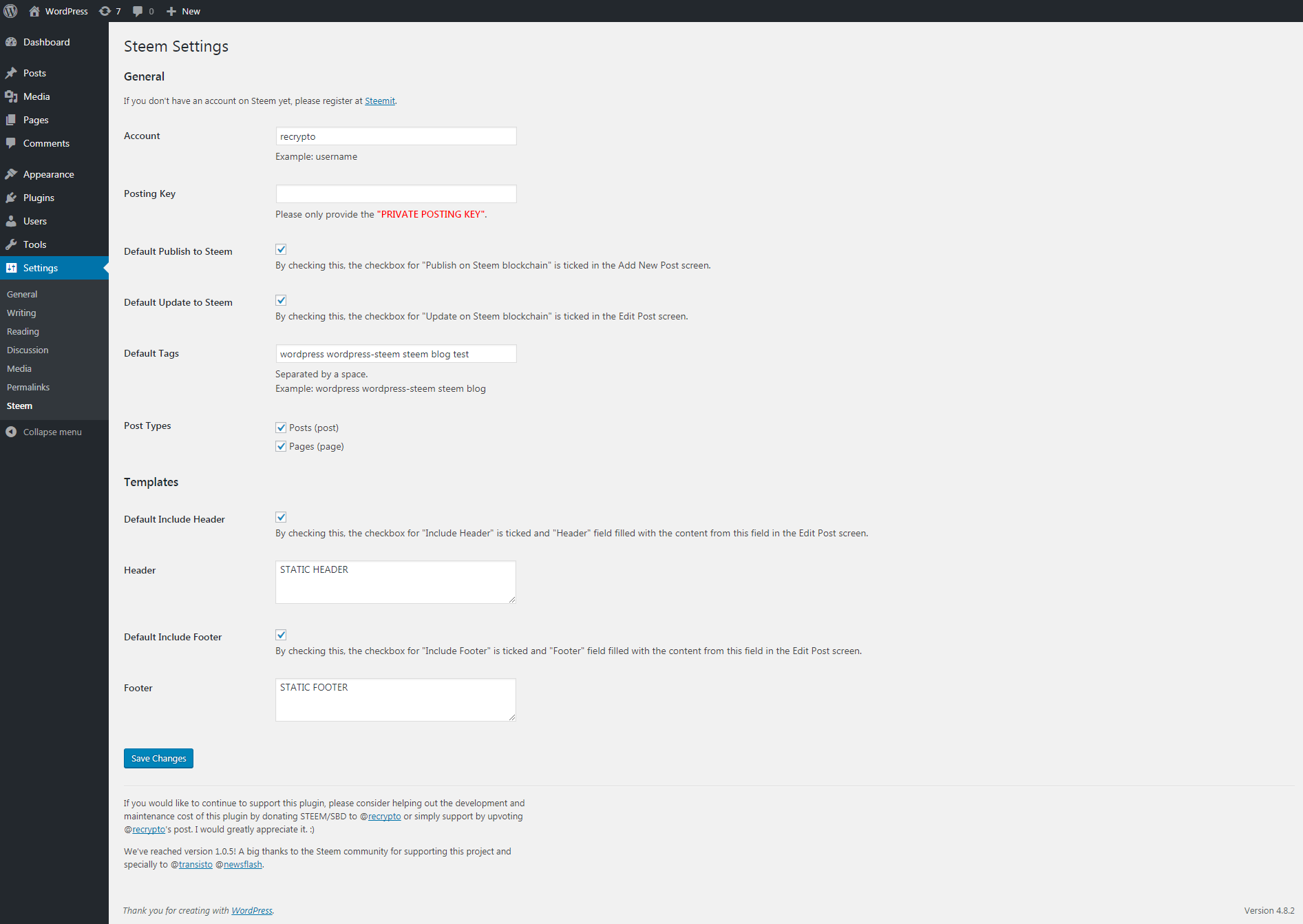 Tweaking the Steem Settings (Backend)