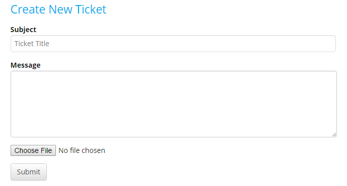 Create support ticket front end.
