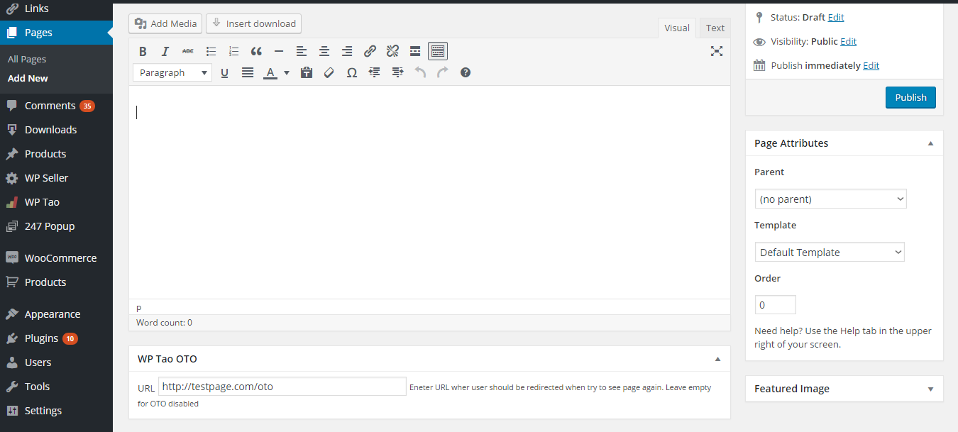 WP Tao One Time Offer page meta box