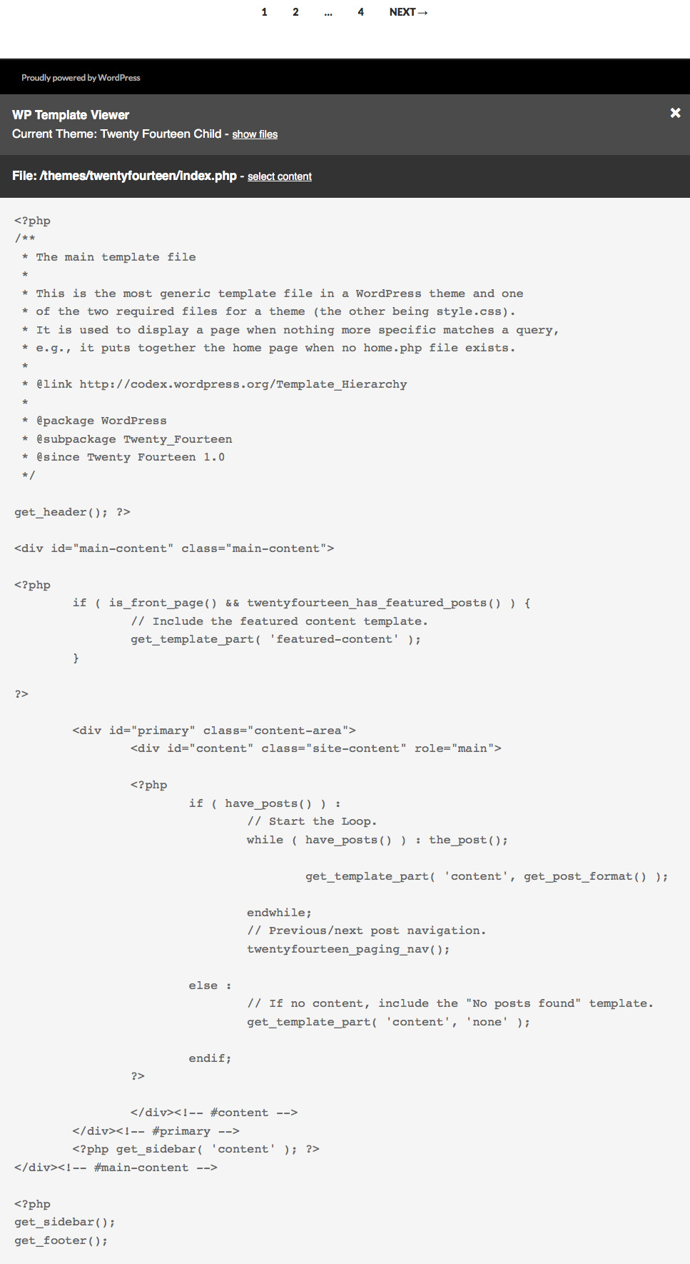 Content of index.php.