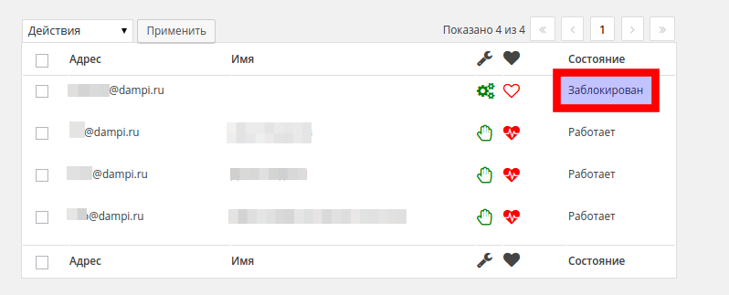 Ящик заблокирован либо администратором домена(вами) либо Яндексом за спам