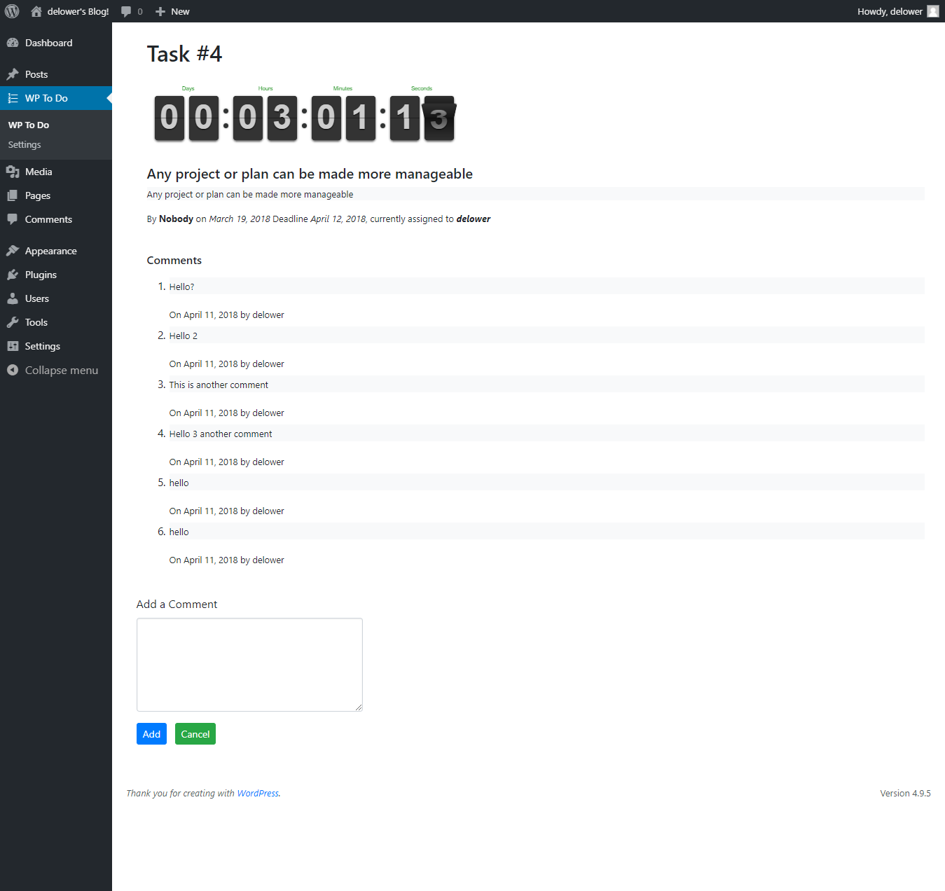 Task Details Page and Comment Form