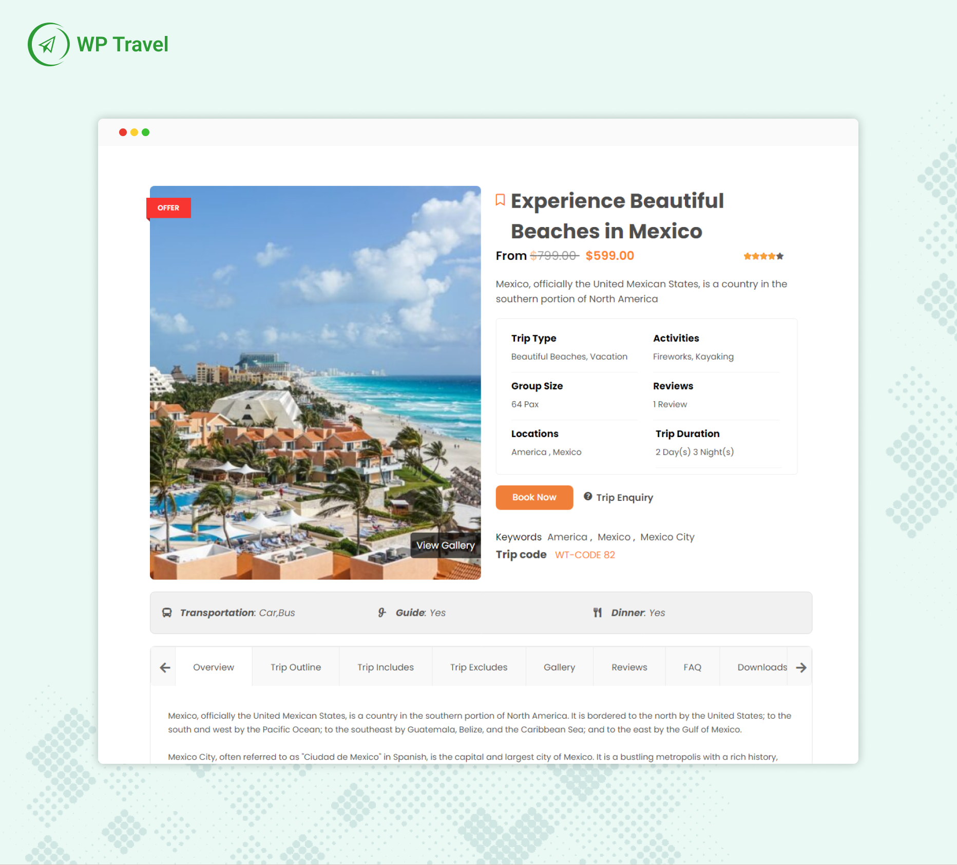 Frontend: On-Page Trip Booking