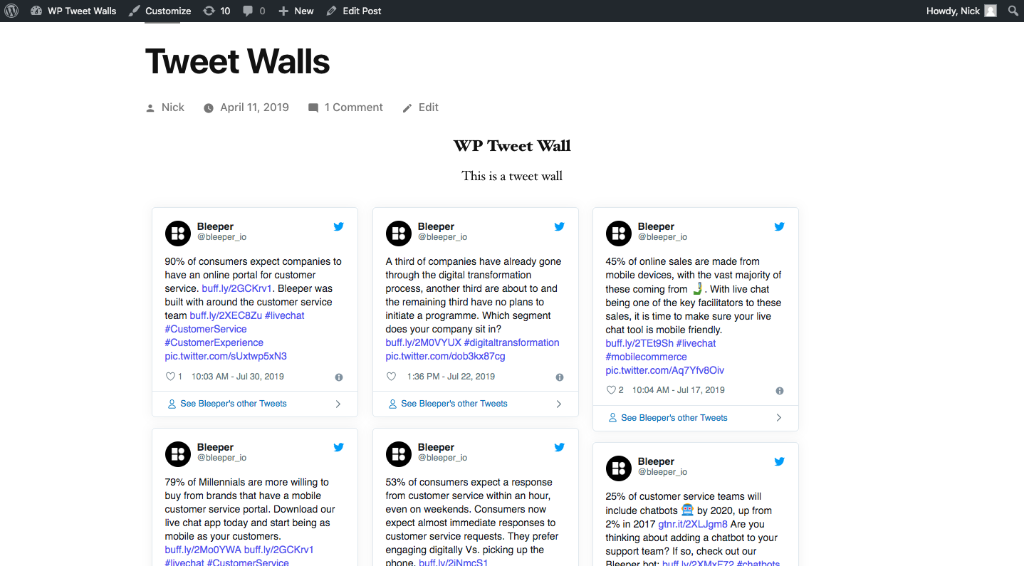 Easily add beautiful Tweet walls to your site in seconds