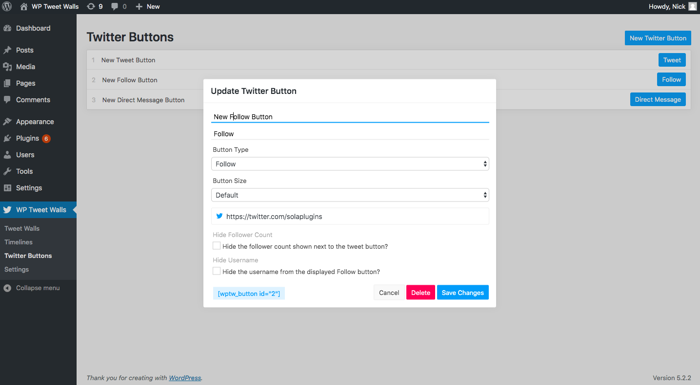 (Pro) Create and manage Twitter buttons including Tweet buttons, Follow buttons and Direct Message buttons