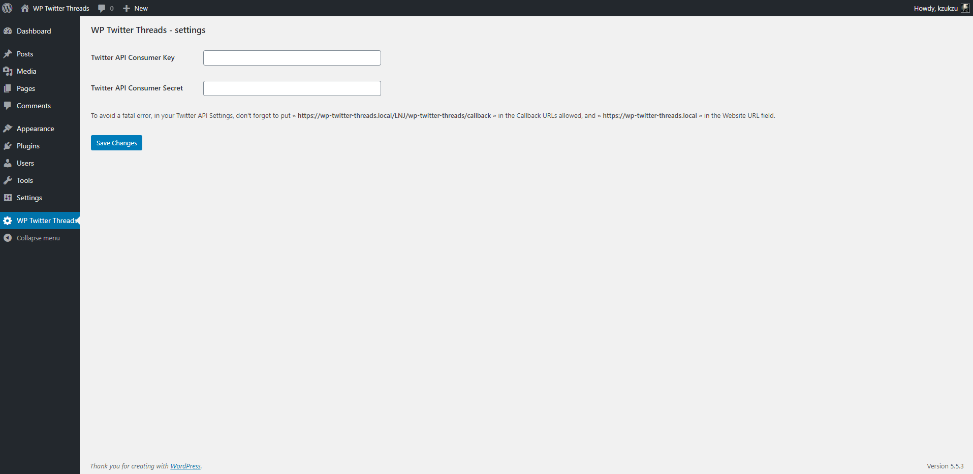 copy the URL of the first Tweet of the Thread
