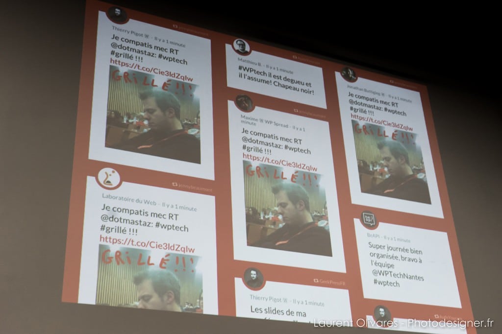 A twitter wall is a way to joke at the end of conference day ;-)