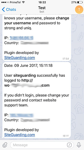Email notification about failed login action.