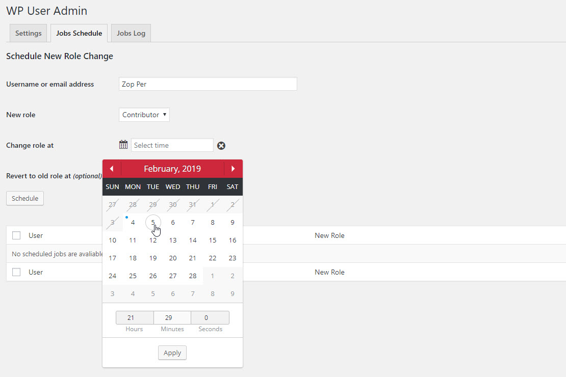 Setting the Date and Time for Restoring the User Role(optional setting)