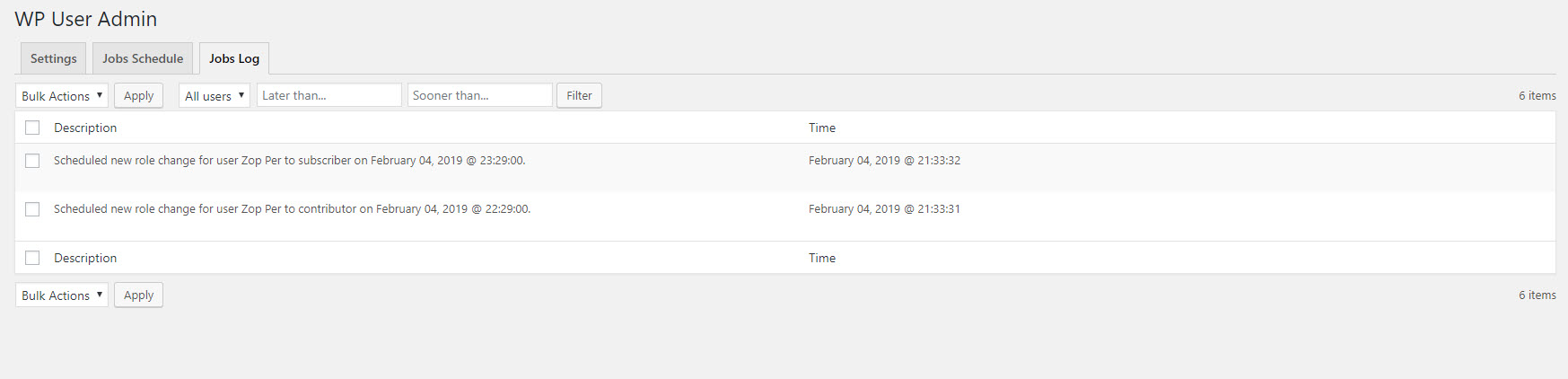 Notification email for scheduled User Role Change