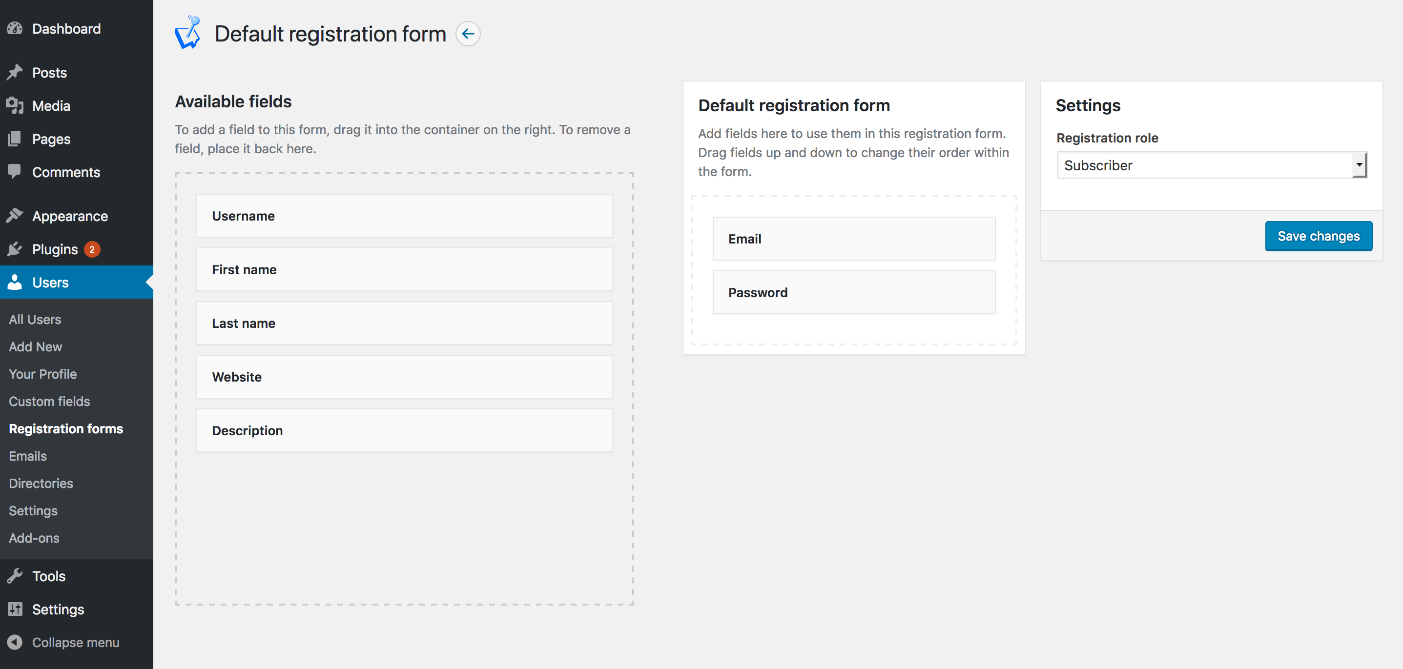 User directories editor.