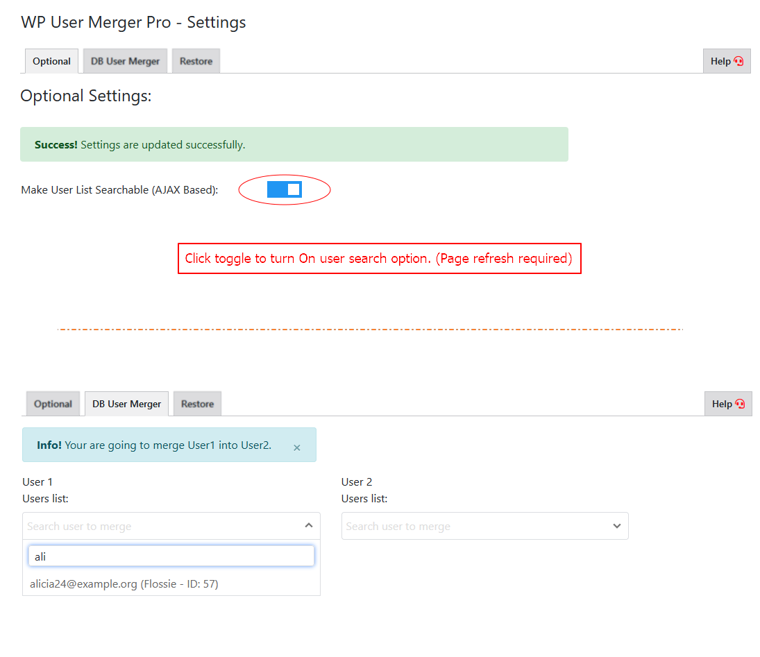 Confirmation message before merge