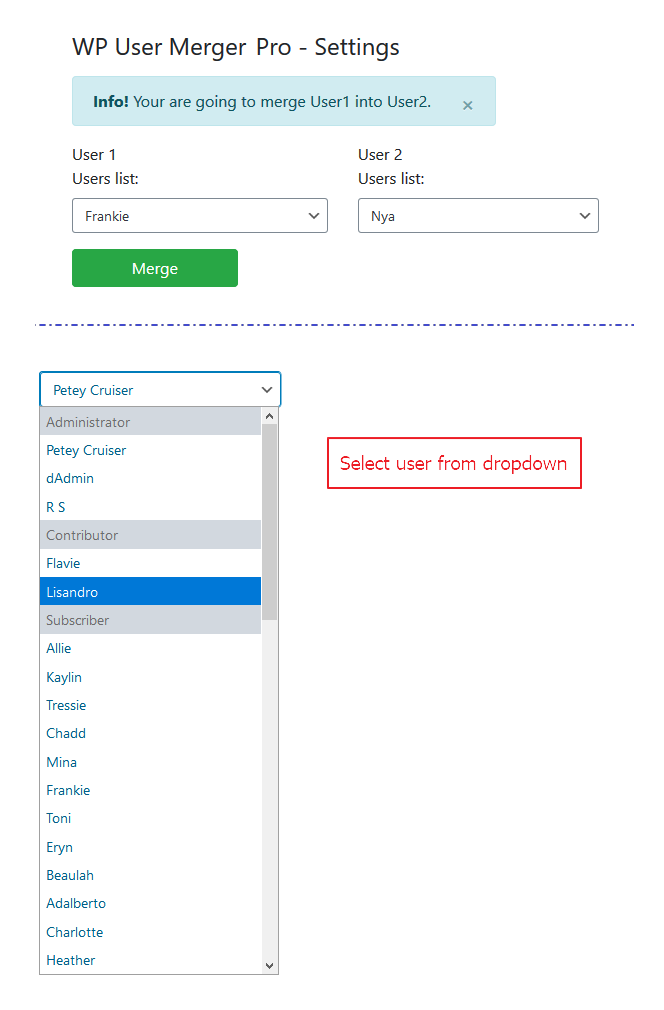 Restoring merged users.