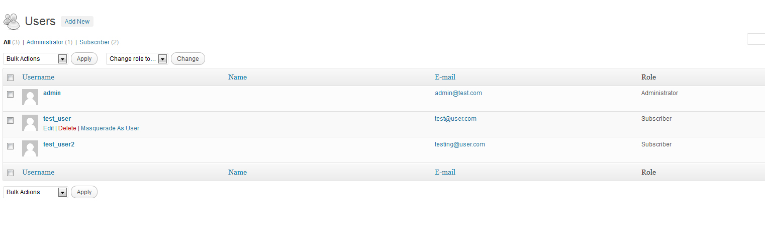 Showing the Masquerade Link in the User List