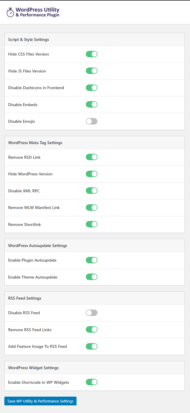Settings Page in Admin Dashboard