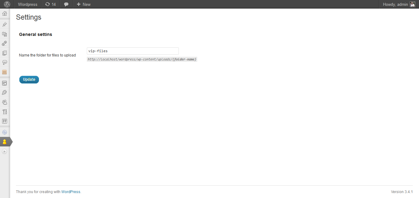 Screen shot (screenshot-1.png) in Setting page